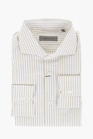 Camicia in Cotone a Righe con Collo Francese