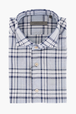 Standard Collar Tartan Cotton Shirt