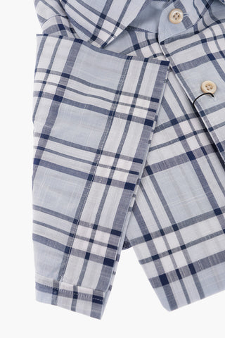 Standard Collar Tartan Cotton Shirt