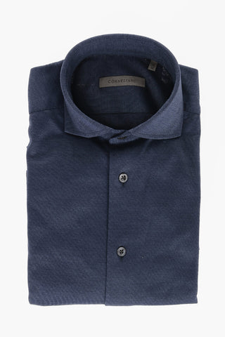 Cotton Jersey Shirt with Bird's Eye Motif