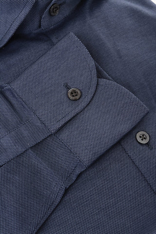 Cotton Jersey Shirt with Bird's Eye Motif
