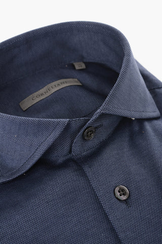 Cotton Jersey Shirt with Bird's Eye Motif