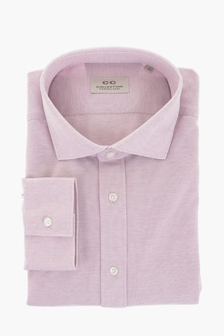 CC COLLECTION Camicia in Cotone Bird's Eye con Collo Francese