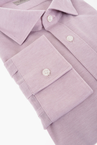 CC COLLECTION Camicia in Cotone Bird's Eye con Collo Francese