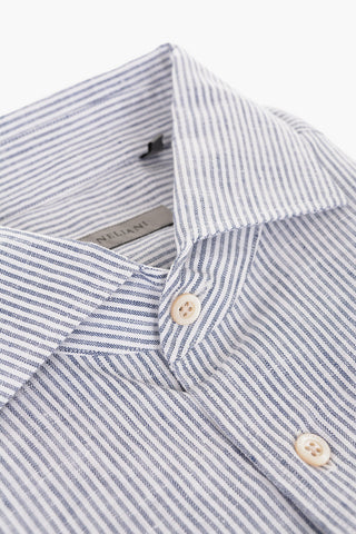 Pinstriped Linen Shirt with Standard Collar