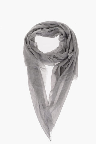 Cashmere Blend Fringed Scarf with Embroiedered Logo