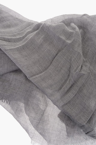 Cashmere Blend Fringed Scarf with Embroiedered Logo