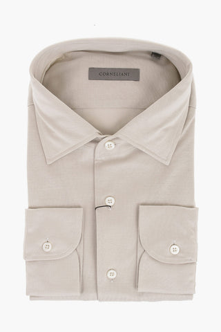 Cotton Jersey Shirt with Standard Collar