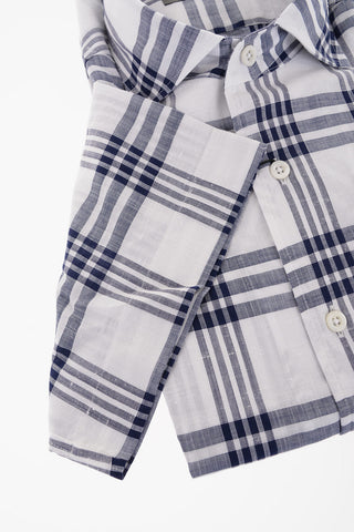 Plaid Check Cotton Short-Sleeve Shirt