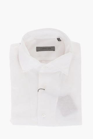 Standard Collar Hopsack Cotton Shirt