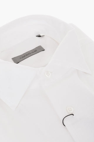 Standard Collar Hopsack Cotton Shirt