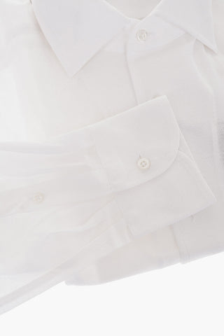 Standard Collar Hopsack Cotton Shirt