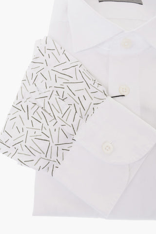 Camicia in Cotone con Motivo Geometrico sul Fondo