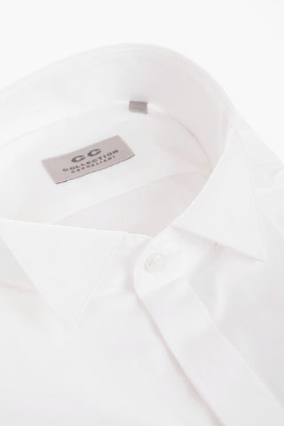 CC COLLECTION Jacquard Cotton Shirt with Wing-tip Collar