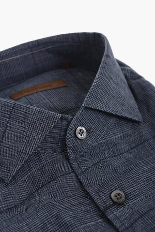 ID Linen Blend Shirt with District Check Motif