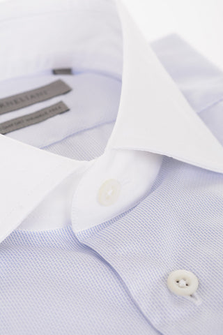 Jacquard Cotton Shirt with Contrasting Collar and Cuffs