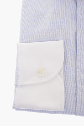 Jacquard Cotton Shirt with Contrasting Collar and Cuffs