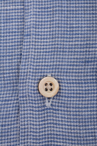 Camicia in Lino con Motivo Micro Pied de Poule
