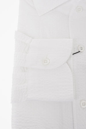 Baumwoll-Jacquard-Hemd mit Bubble-Effekt und Kentkragen