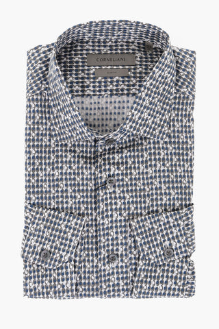 Geometric Patterned Cotton Slim Fit Shirt