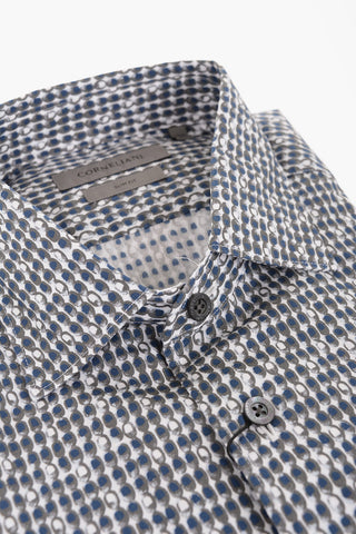 Geometric Patterned Cotton Slim Fit Shirt