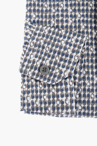 Geometric Patterned Cotton Slim Fit Shirt