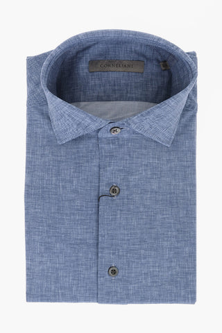 Camicia in Tessuto Elasticizzato con Effetto Sfumato