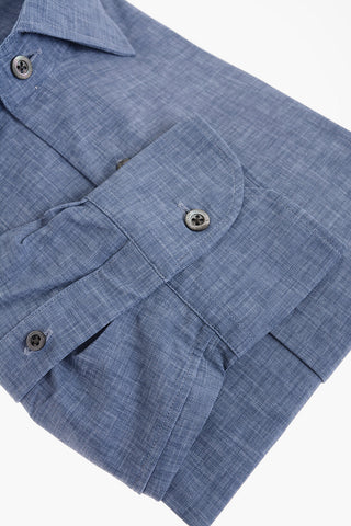 Camicia in Tessuto Elasticizzato con Effetto Sfumato