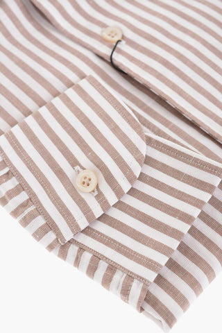 Cotton and Linen Blend Shirt with Striped Pattern