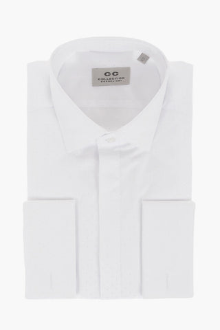CC COLLECTION Jacquard Cotton Blend Shirt with Polka Dot Motif