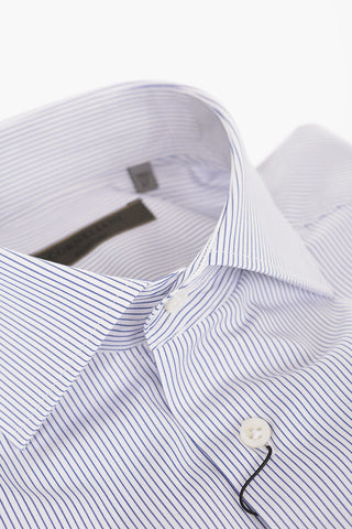 SU MISURA Cotton Pinstripe Shirt with French Collar