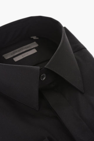 Cotton Blend Slim Fit Shirt with Spread Collar
