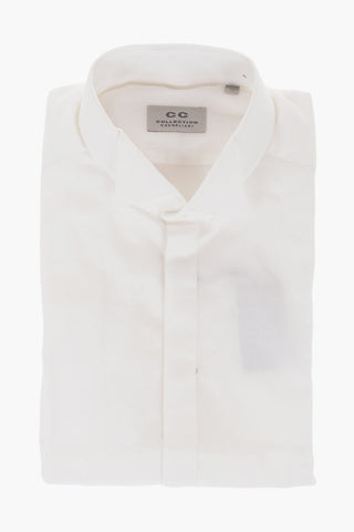 CC COLLECTION Wing-tip Collar Stretch Cotton Shirt