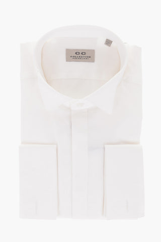 CC COLLECTION Wing-tip Collar Stretch Cotton Shirt