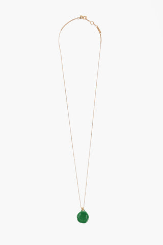 Gold Color Silver Necklace with Stone Pendant