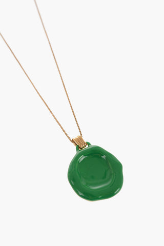 Gold Color Silver Necklace with Stone Pendant