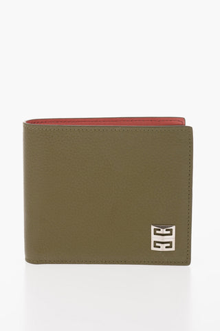 Textured Leather Wallet with Silver-Tone Logo