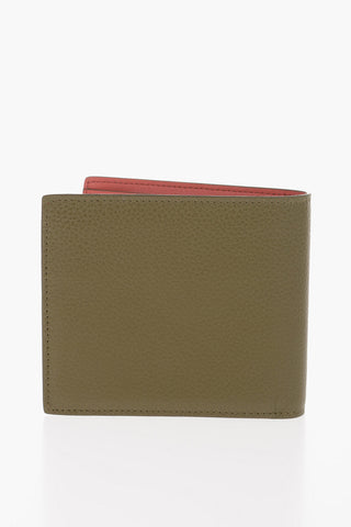 Textured Leather Wallet with Silver-Tone Logo