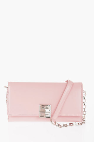 Leather Clutch with Card-Size Internal Compartments and Removable Shoulder Strap