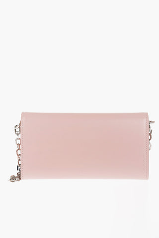 Leather Clutch with Card-Size Internal Compartments and Removable Shoulder Strap