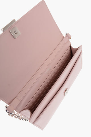 Leather Clutch with Card-Size Internal Compartments and Removable Shoulder Strap