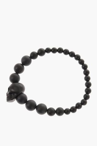 Onyx Bracelet with Skull