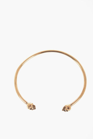 Bracciale in Ottone Dorato con Dettaglio Teschio