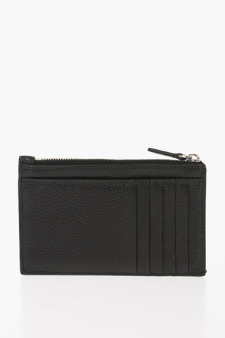 Solid Color Textured Leather Card Holder