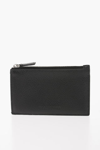 Solid Color Textured Leather Card Holder