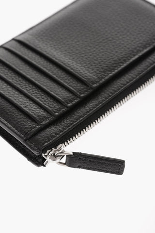 Solid Color Textured Leather Card Holder