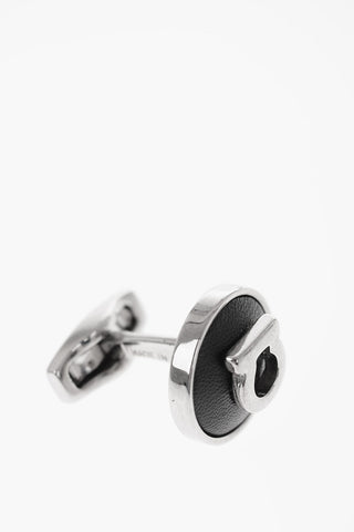 Brass Cufflinks with Leather Detail
