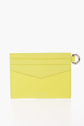 Leather Card Holder with Silver-Tone Logo