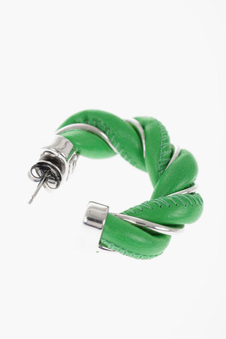 Nappa and Silver Braided Hoop Earrings
