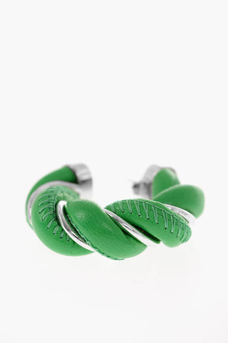Nappa and Silver Braided Hoop Earrings